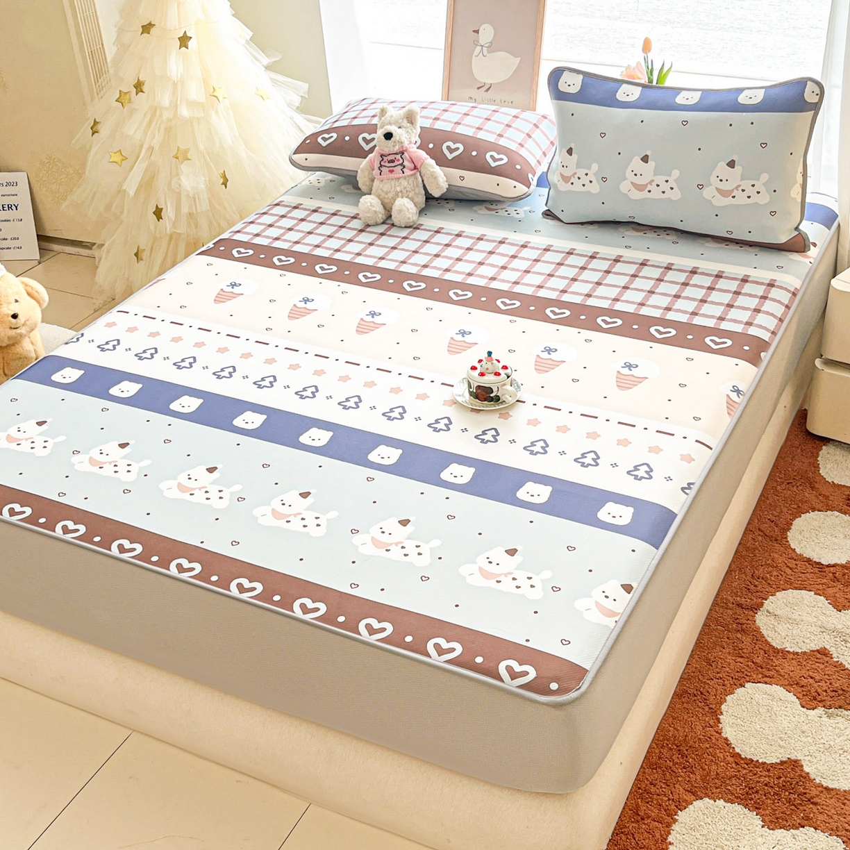 91家纺网 家纺一手货源 找家纺 川悦生活 2026新款凉豆豆斜纹冰丝凉席单品床笠单件床笠 床笠巧克力乐园