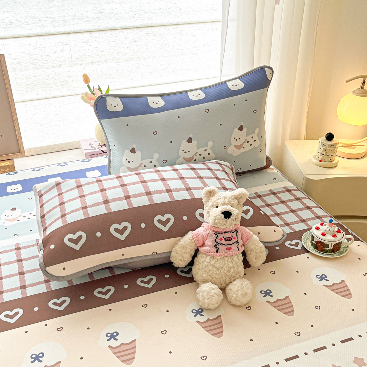 91家纺网 家纺一手货源 找家纺 川悦生活 2026新款凉豆豆斜纹冰丝凉席单品床笠单件床笠 床笠巧克力乐园