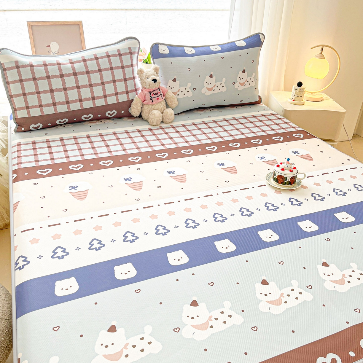 91家纺网 家纺一手货源 找家纺 川悦生活 2026新款凉豆豆斜纹冰丝凉席单品床笠单件床笠 床笠巧克力乐园