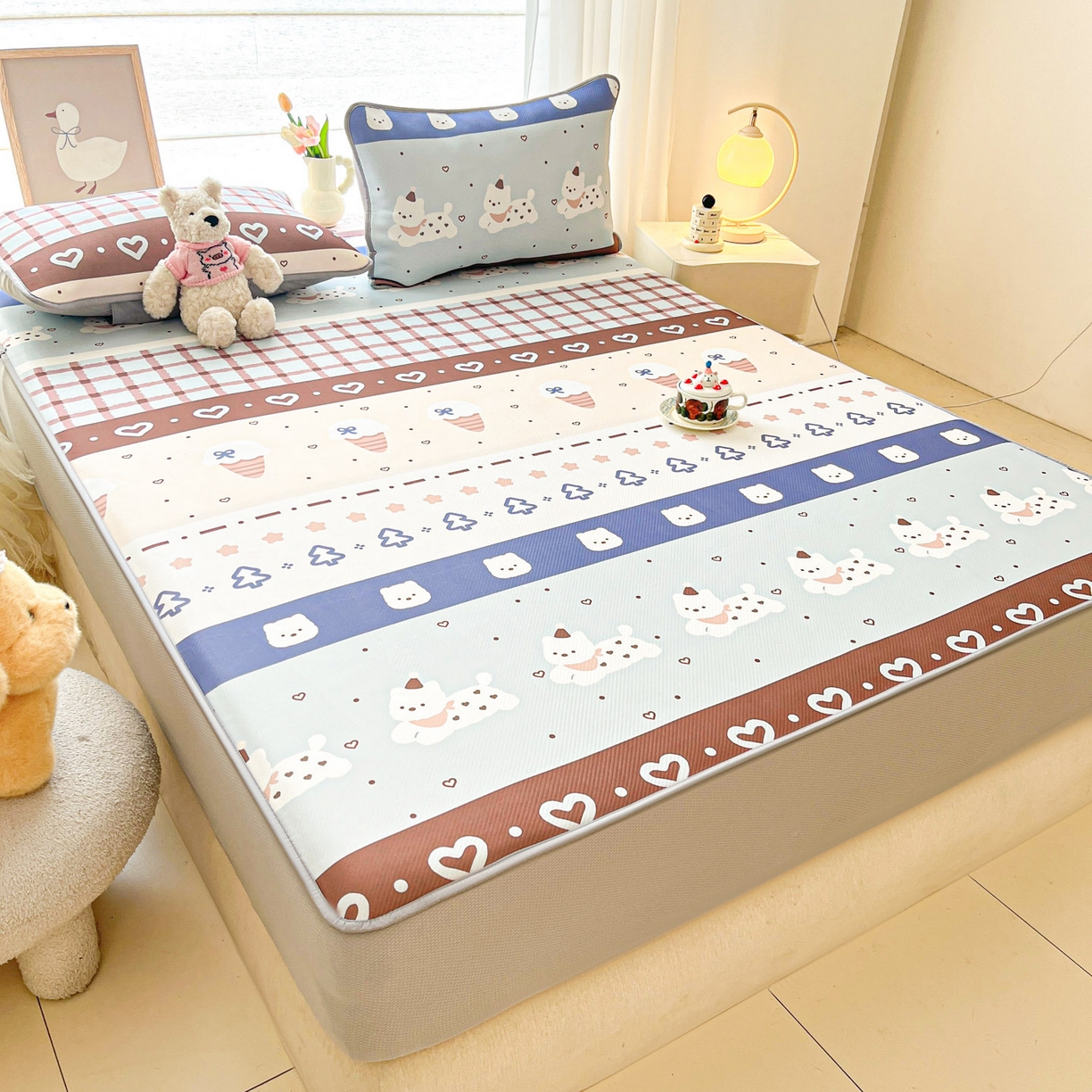 91家纺网 家纺一手货源 找家纺 川悦生活 2026新款凉豆豆斜纹冰丝凉席单品床笠单件床笠 床笠巧克力乐园