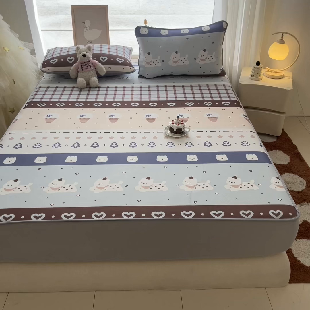 91家纺网 家纺一手货源 找家纺 川悦生活 2026新款凉豆豆斜纹冰丝凉席单品床笠单件床笠 床笠巧克力乐园