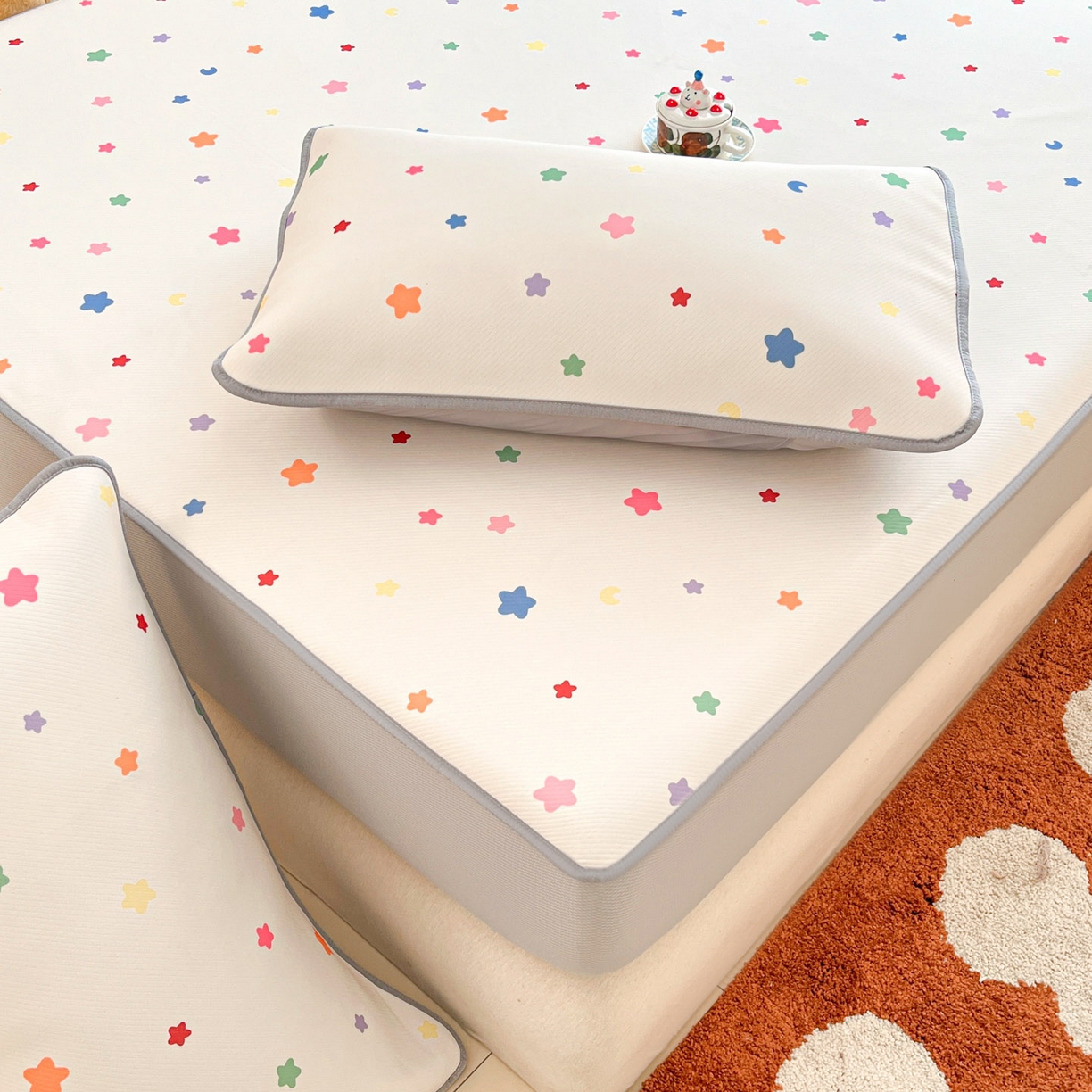 91家纺网 家纺一手货源 找家纺 川悦生活 2026新款凉豆豆斜纹冰丝凉席单品床笠单件床笠 床笠晴天星星