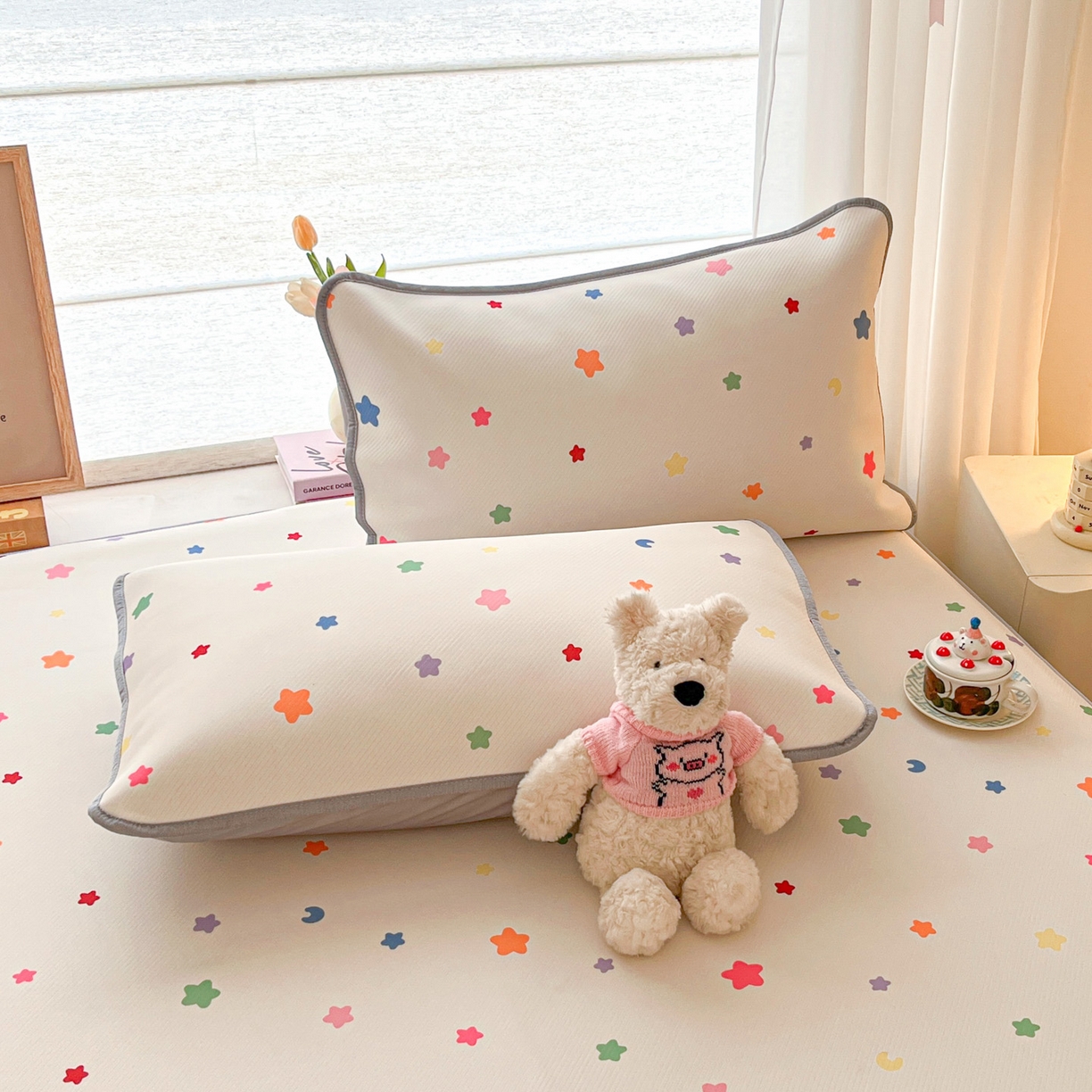 91家纺网 家纺一手货源 找家纺 川悦生活 2026新款凉豆豆斜纹冰丝凉席单品床笠单件床笠 床笠晴天星星