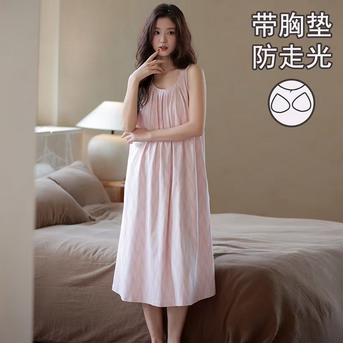 91家纺网 家纺一手货源 找家纺 （总）洛兰沙家居馆 日系睡裙女春秋莫代尔棉长袖长款家居服休闲宽松舒适大码居家睡衣 