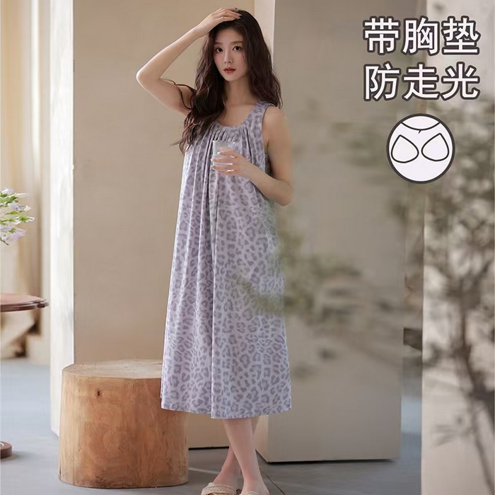 91家纺网 家纺一手货源 找家纺 （总）洛兰沙家居馆 日系睡裙女春秋莫代尔棉长袖长款家居服休闲宽松舒适大码居家睡衣 