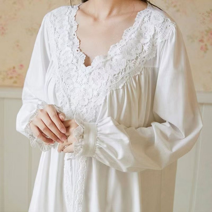 91家纺网 家纺一手货源 找家纺 （总）洛兰沙家居馆 新款睡裙夏季花边针织棉公主风家居服宽松女士棉全棉连衣裙可外穿