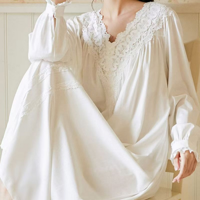 91家纺网 家纺一手货源 找家纺 （总）洛兰沙家居馆 新款睡裙夏季花边针织棉公主风家居服宽松女士棉全棉连衣裙可外穿