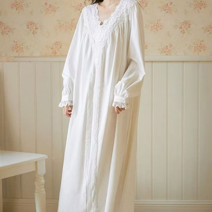 91家纺网 家纺一手货源 找家纺 （总）洛兰沙家居馆 新款睡裙夏季花边针织棉公主风家居服宽松女士棉全棉连衣裙可外穿