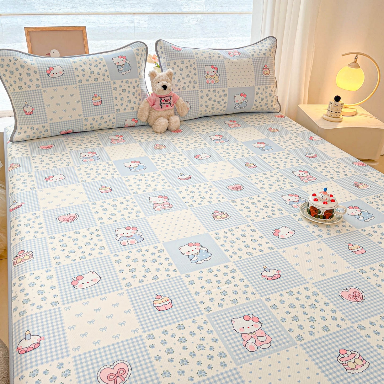 91家纺网 家纺一手货源 找家纺 川悦生活 2026新款凉豆豆斜纹冰丝凉席单品床笠单件床笠 床笠小猫庄园