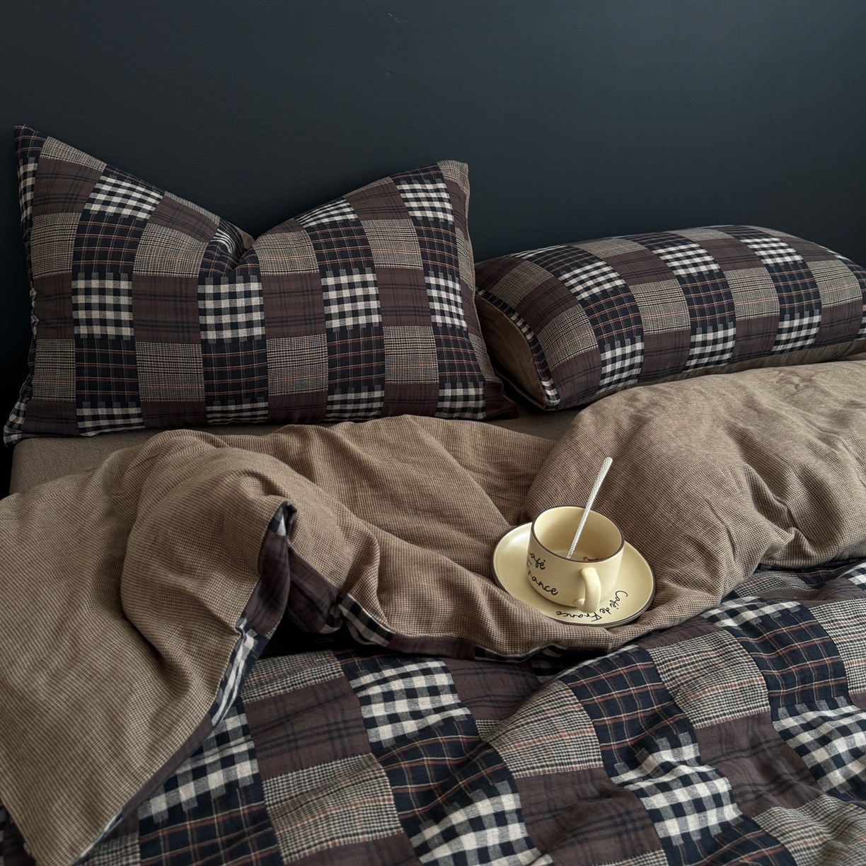 91家纺网 家纺一手货源 找家纺 （总）仰望棉麻双层纱供应链 2026新款维希格全棉纯棉色织提花双层纱四件套