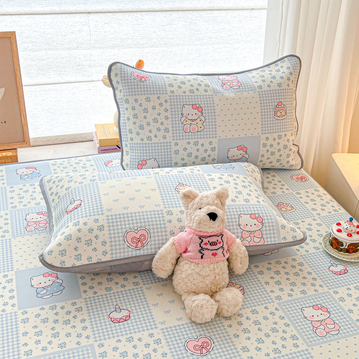 91家纺网 家纺一手货源 找家纺 川悦生活 2026新款凉豆豆斜纹冰丝凉席单品床笠单件床笠 床笠小猫庄园