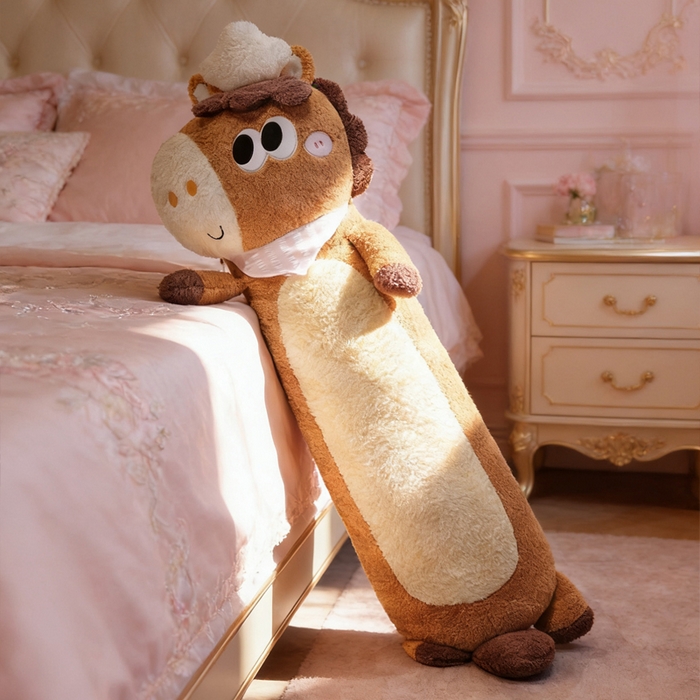 91家纺网 家纺一手货源 找家纺 仟亿莱 2026春夏新款马小厨趣味长条抱枕 组合图仅供展示不可下单