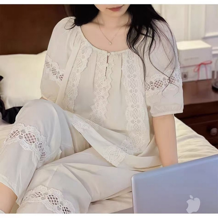 91家纺网 家纺一手货源 找家纺 （总）洛兰沙家居馆 睡衣女款爆款2026新款夏季出门款短袖纯棉外出洋气女士套装家居服