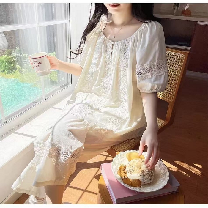 91家纺网 家纺一手货源 找家纺 （总）洛兰沙家居馆 睡衣女款爆款2026新款夏季出门款短袖纯棉外出洋气女士套装家居服