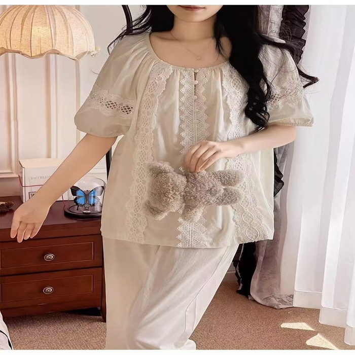 91家纺网 家纺一手货源 找家纺 （总）洛兰沙家居馆 睡衣女款爆款2026新款夏季出门款短袖纯棉外出洋气女士套装家居服