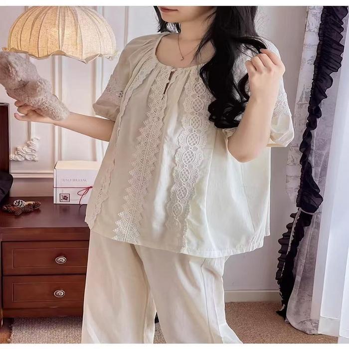 91家纺网 家纺一手货源 找家纺 （总）洛兰沙家居馆 睡衣女款爆款2026新款夏季出门款短袖纯棉外出洋气女士套装家居服