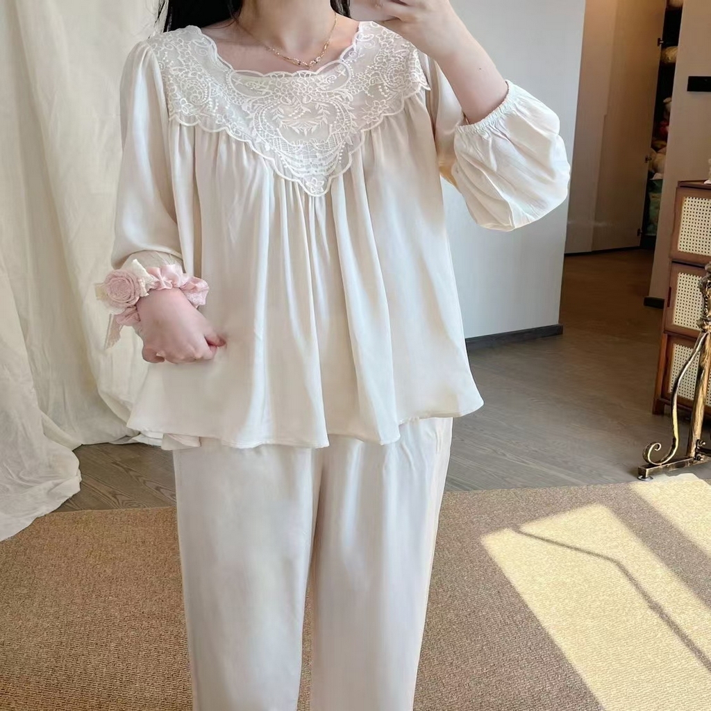 91家纺网 家纺一手货源 找家纺 （总）洛兰沙家居馆 睡衣女款爆款2026新款春秋长袖夏季春夏薄款女士莫代尔家居服套装