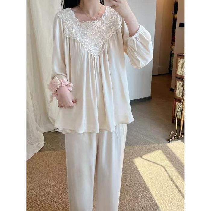 91家纺网 家纺一手货源 找家纺 （总）洛兰沙家居馆 睡衣女款爆款2026新款春秋长袖夏季春夏薄款女士莫代尔家居服套装