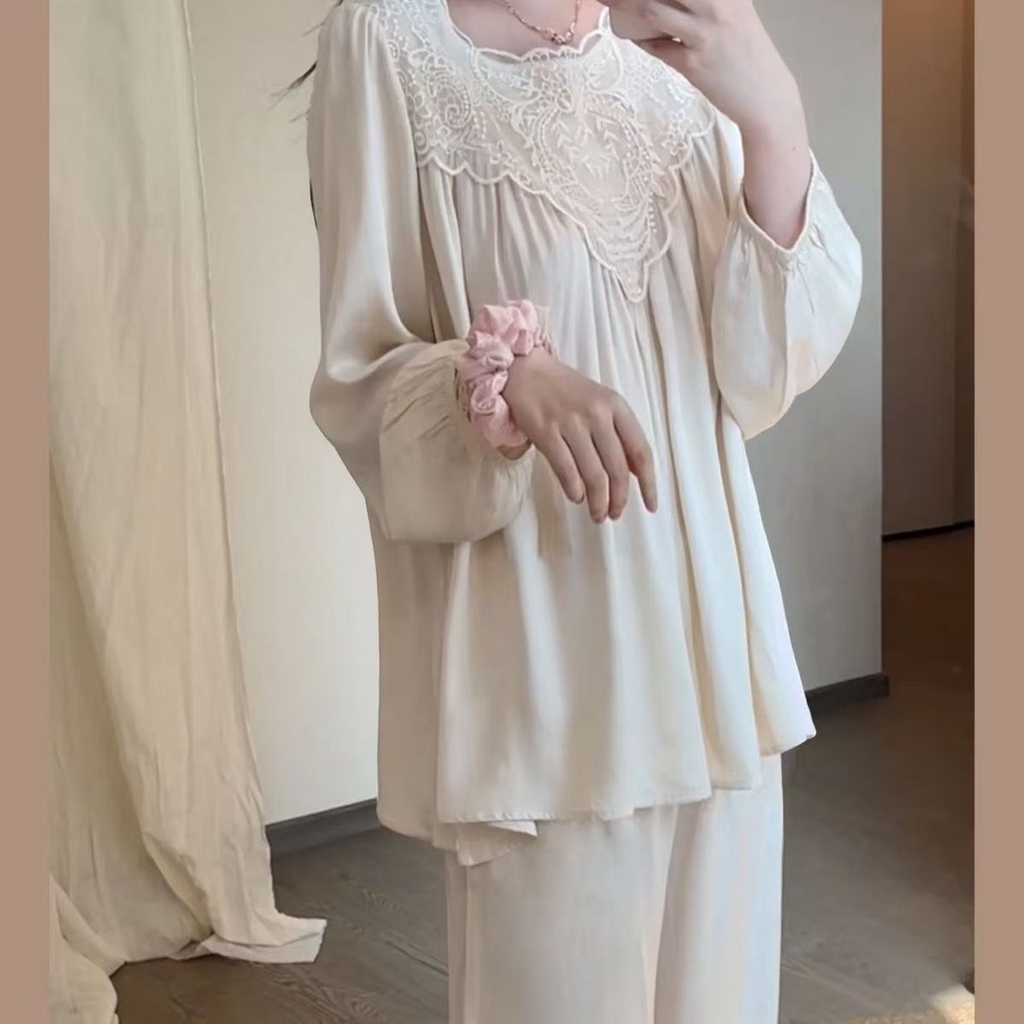 91家纺网 家纺一手货源 找家纺 （总）洛兰沙家居馆 睡衣女款爆款2026新款春秋长袖夏季春夏薄款女士莫代尔家居服套装