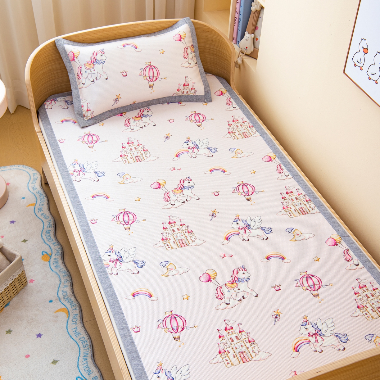 91家纺网 家纺一手货源 找家纺 （总）吉咪兔家纺 2026新款席子幼儿园婴童儿童冰丝凉席冰丝席卡通藤席