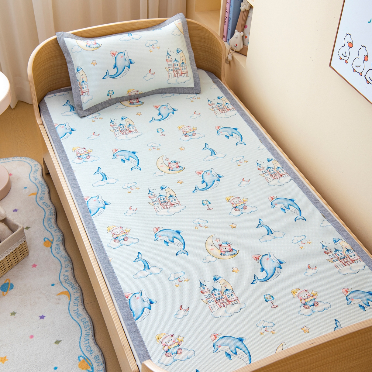 91家纺网 家纺一手货源 找家纺 （总）吉咪兔家纺 2026新款席子幼儿园婴童儿童冰丝凉席冰丝席卡通藤席