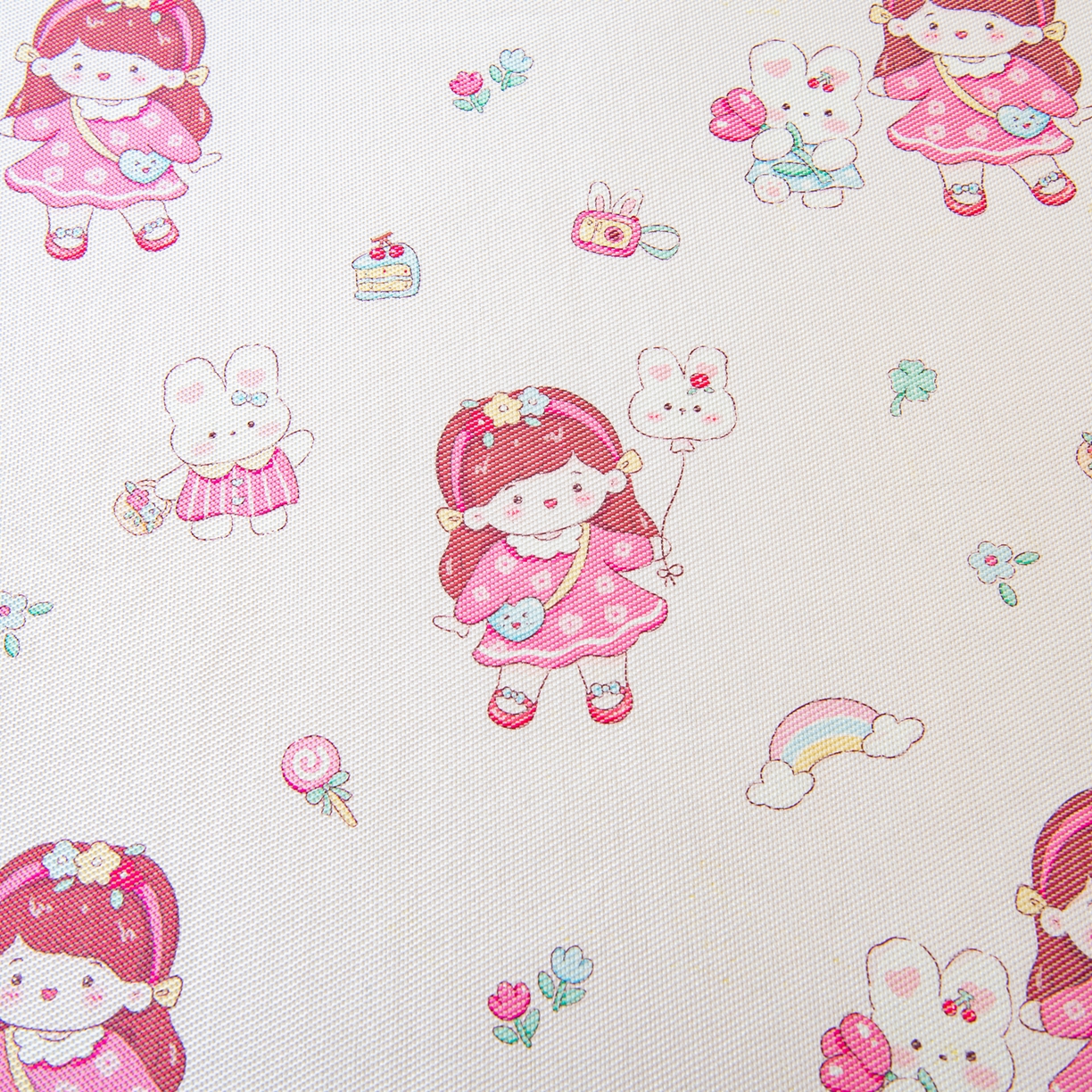 91家纺网 家纺一手货源 找家纺 吉咪兔家纺 2026新款席子幼儿园婴童儿童冰丝凉席冰丝席卡通藤席 小女孩