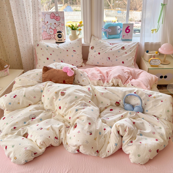 91家纺网 家纺一手货源 找家纺 （总）星禾优选 2026新款A类泡芙纱印花四件套