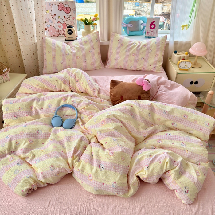 91家纺网 家纺一手货源 找家纺 （总）星禾优选 2026新款A类泡芙纱印花四件套