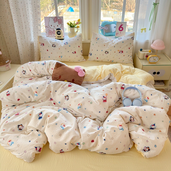 星禾优选 2026新款A类泡芙纱印花四件套 萌星奇遇