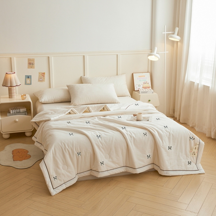 91家纺网 家纺一手货源 找家纺 （总）仁凯家纺 2026新款A类100%棉花刺绣款手包边夏被夏凉被空调被