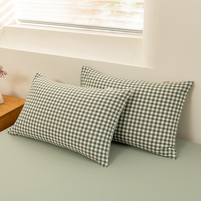 91家纺网 家纺一手货源 找家纺 居美良品 2026新款100%全棉色织水洗棉被套A类纯棉被罩单品被套被套单件 绿小格