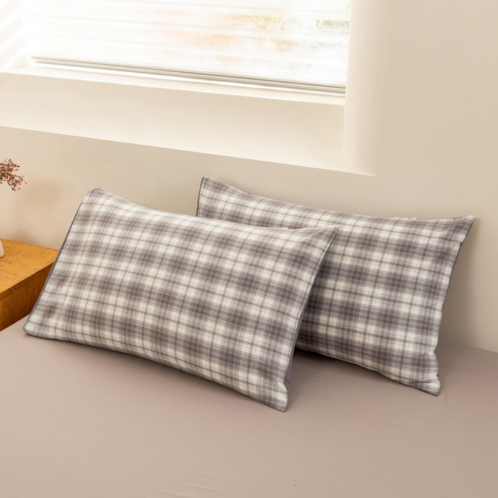 91家纺网 家纺一手货源 找家纺 居美良品 2026新款100%全棉色织水洗棉被套A类纯棉被罩单品被套被套单件 烟雨-灰