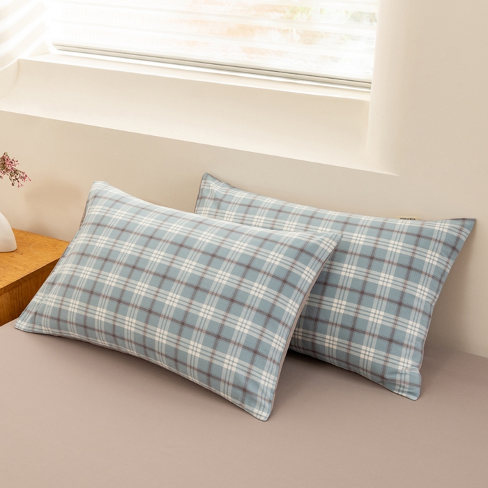 91家纺网 家纺一手货源 找家纺 居美良品 2026新款100%全棉色织水洗棉被套A类纯棉被罩单品被套被套单件 迷雾-蓝