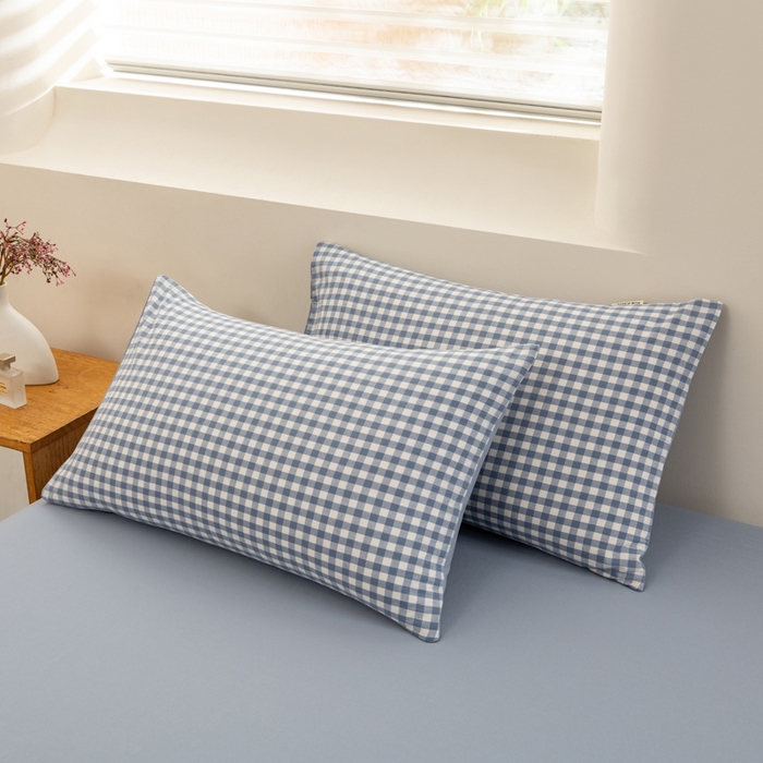 91家纺网 家纺一手货源 找家纺 居美良品 2026新款100%全棉色织水洗棉被套A类纯棉被罩单品被套被套单件 蓝小格