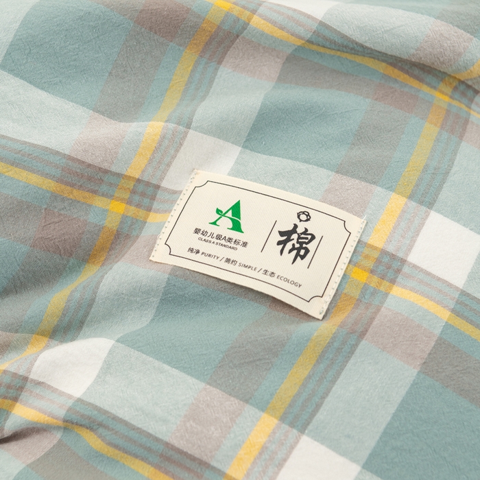 91家纺网 家纺一手货源 找家纺 居美良品 2026新款100%全棉色织水洗棉被套A类纯棉被罩单品被套被套单件 静雅-绿