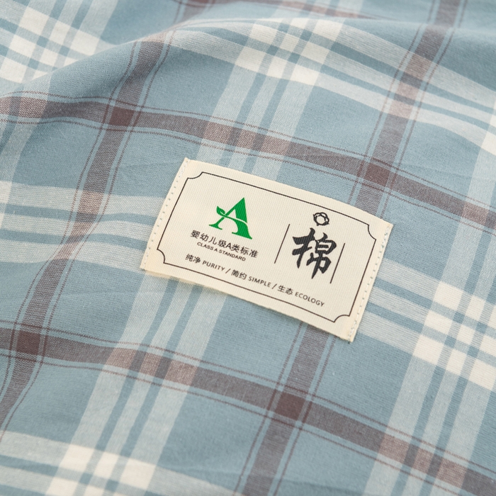 91家纺网 家纺一手货源 找家纺 居美良品 2026新款100%全棉色织水洗棉被套A类纯棉被罩单品被套被套单件 迷雾-蓝