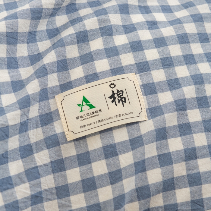 91家纺网 家纺一手货源 找家纺 居美良品 2026新款100%全棉色织水洗棉被套A类纯棉被罩单品被套被套单件 蓝小格