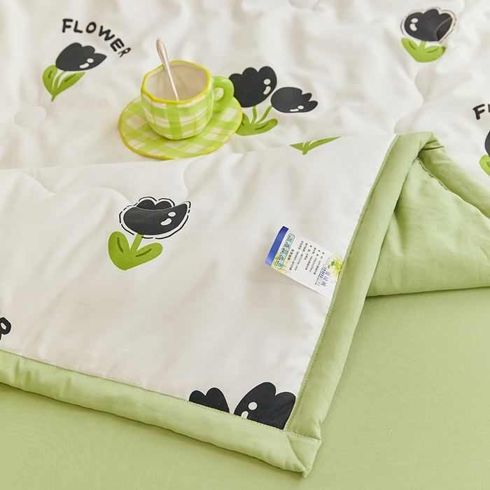 91家纺网 家纺一手货源 找家纺 卡斯诺家纺馆 2026新款水洗棉麻双层纱夏被夏凉被空调被 一缕幽香