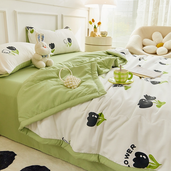 91家纺网 家纺一手货源 找家纺 卡斯诺家纺馆 2026新款水洗棉麻双层纱夏被夏凉被空调被 一缕幽香