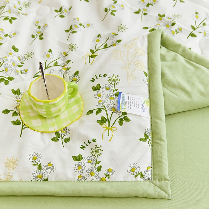 91家纺网 家纺一手货源 找家纺 卡斯诺家纺馆 2026新款水洗棉麻双层纱夏被夏凉被空调被 绿荫