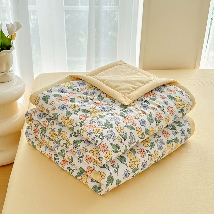 91家纺网 家纺一手货源 找家纺 卡斯诺家纺馆 2026新款水洗棉麻双层纱夏被夏凉被空调被 魅影