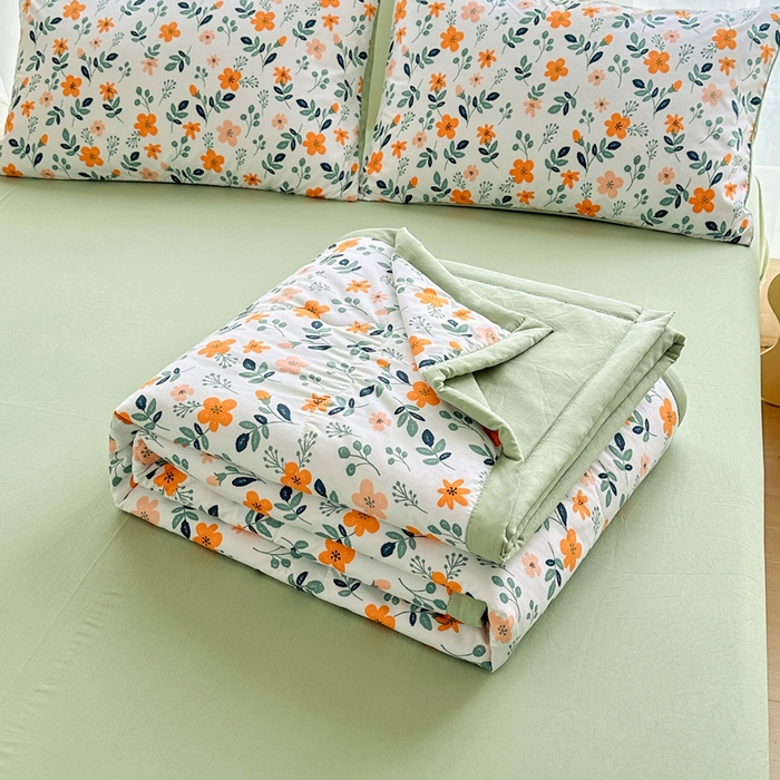 卡斯诺家纺馆 2026新款水洗棉麻双层纱夏被夏凉被空调被 淑娴