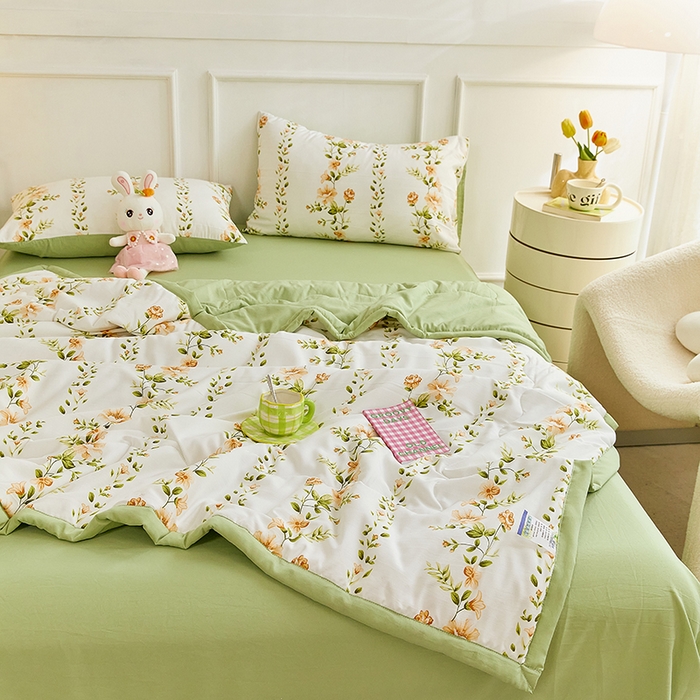 91家纺网 家纺一手货源 找家纺 卡斯诺家纺馆 2026新款水洗棉麻双层纱夏被夏凉被空调被 初恋