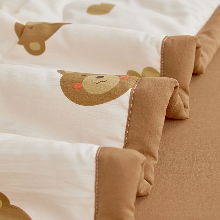 91家纺网 家纺一手货源 找家纺 卡斯诺家纺馆 2026新款水洗棉麻双层纱夏被夏凉被空调被 暖心熊