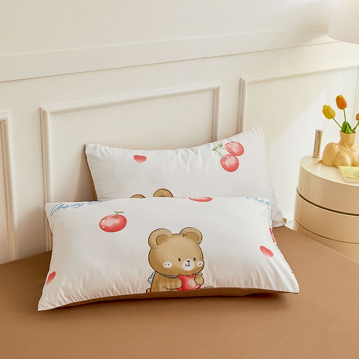 91家纺网 家纺一手货源 找家纺 卡斯诺家纺馆 2026新款水洗棉麻双层纱夏被夏凉被空调被 樱桃熊