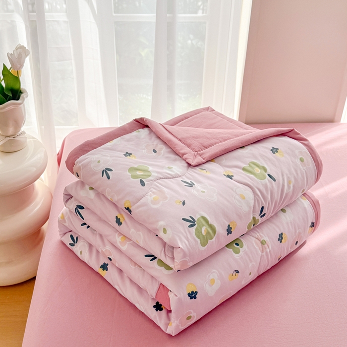 91家纺网 家纺一手货源 找家纺 卡斯诺家纺馆 2026新款水洗棉麻双层纱夏被夏凉被空调被 采薇