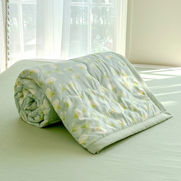 91家纺网 家纺一手货源 找家纺 卡斯诺家纺馆 2026新款水洗棉麻双层纱夏被夏凉被空调被 剪影