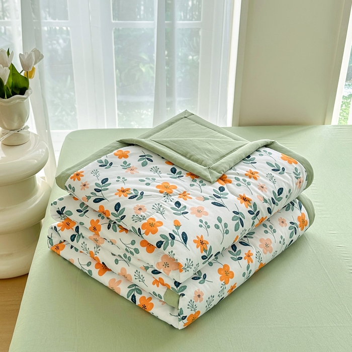 91家纺网 家纺一手货源 找家纺 卡斯诺家纺馆 2026新款水洗棉麻双层纱夏被夏凉被空调被 淑娴