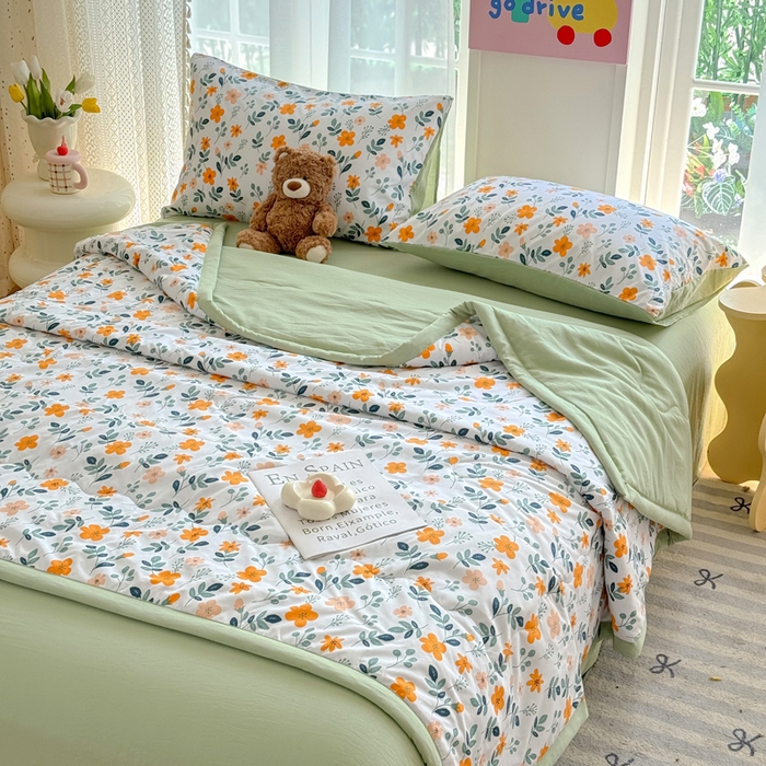 91家纺网 家纺一手货源 找家纺 卡斯诺家纺馆 2026新款水洗棉麻双层纱夏被夏凉被空调被 淑娴