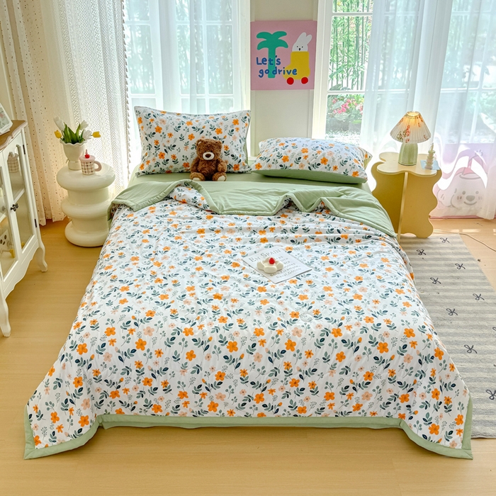 91家纺网 家纺一手货源 找家纺 卡斯诺家纺馆 2026新款水洗棉麻双层纱夏被夏凉被空调被 淑娴